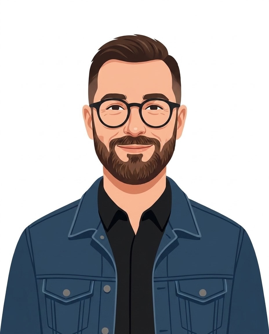 Illustrated portrait of Austin Kleon