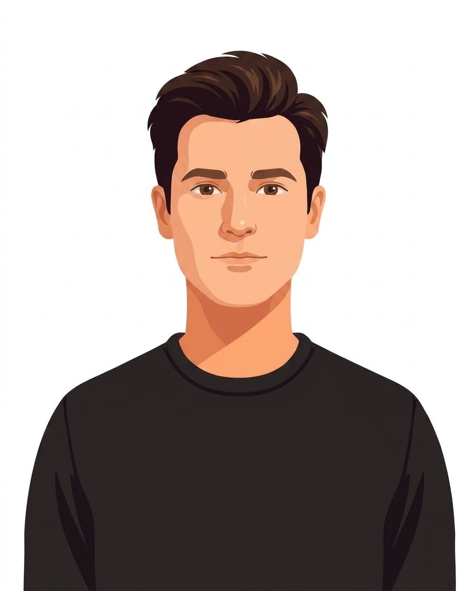 Illustrated portrait of Bryan Johnson