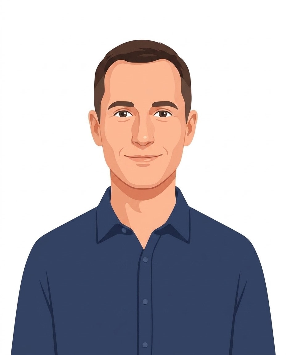 Illustrated portrait of Cal Newport