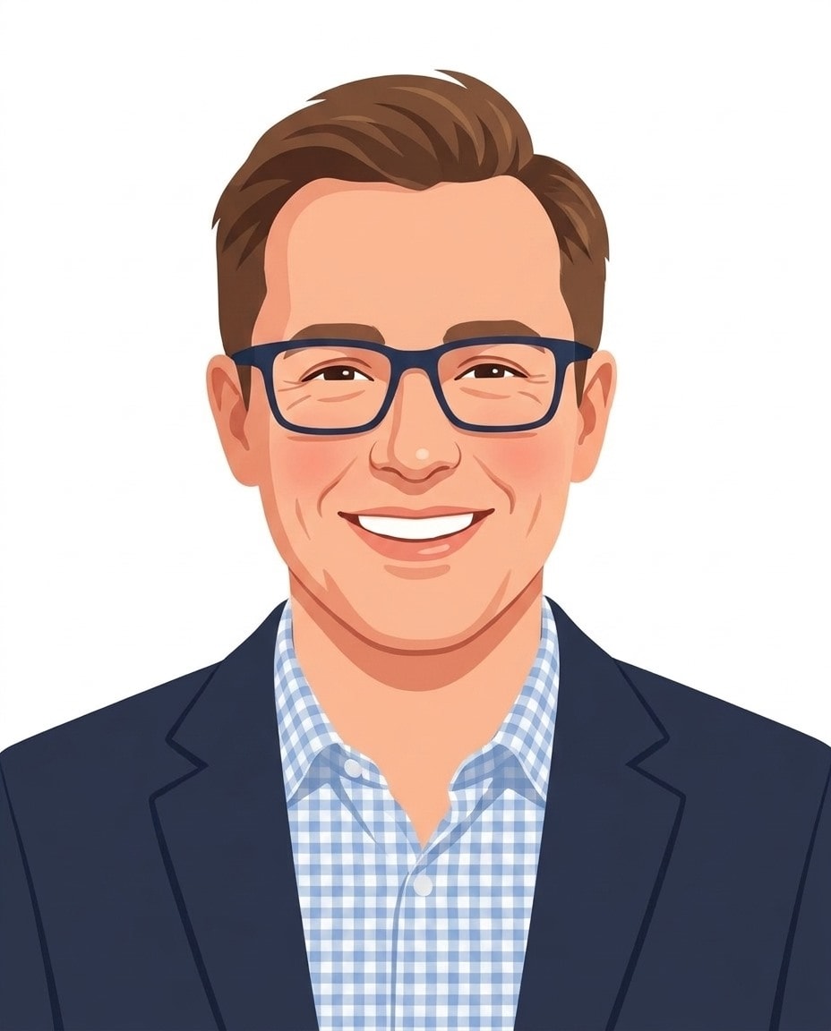 Illustrated portrait of Greg McKeown