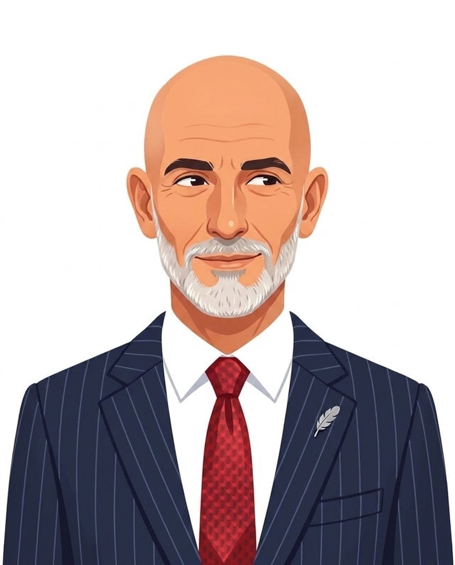 Illustrated portrait of Jeff Bezos