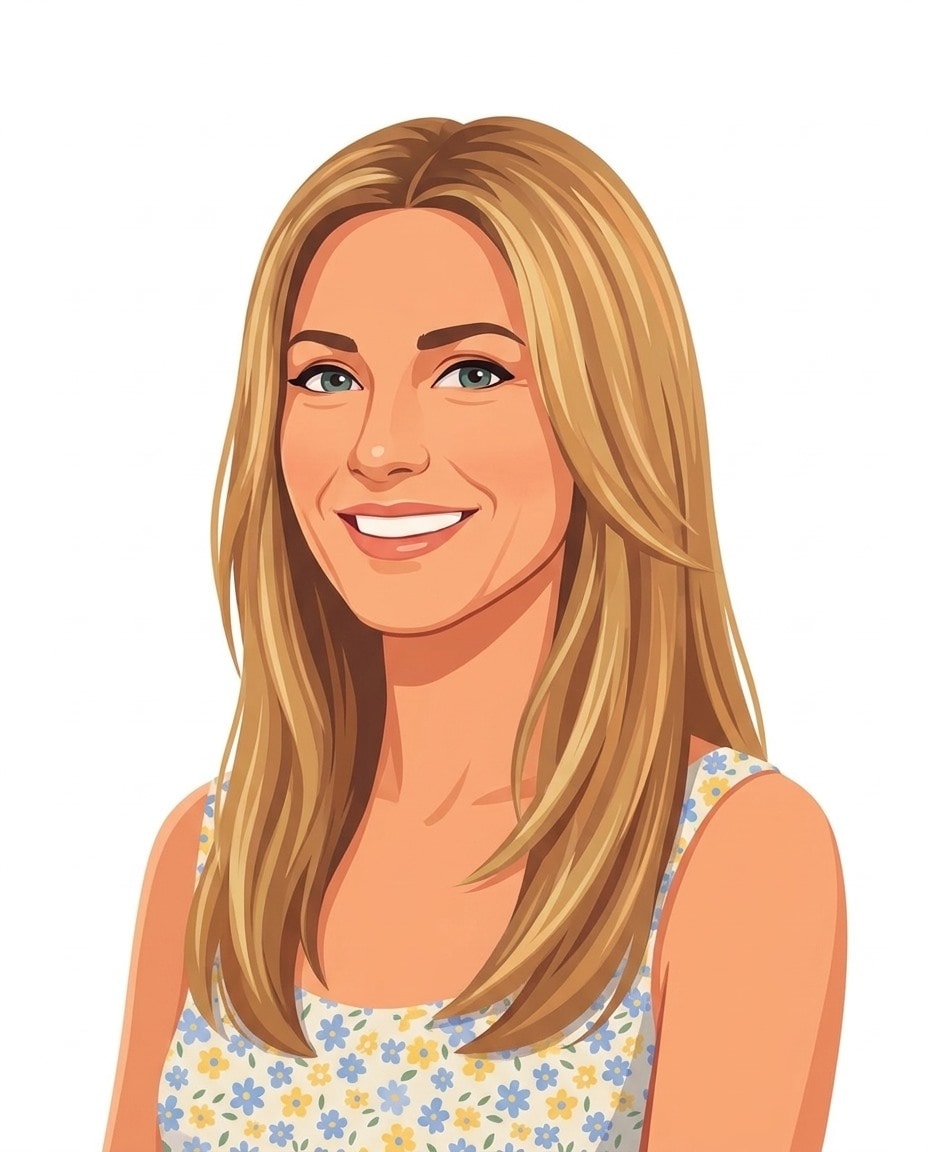 Illustrated portrait of Jennifer Aniston
