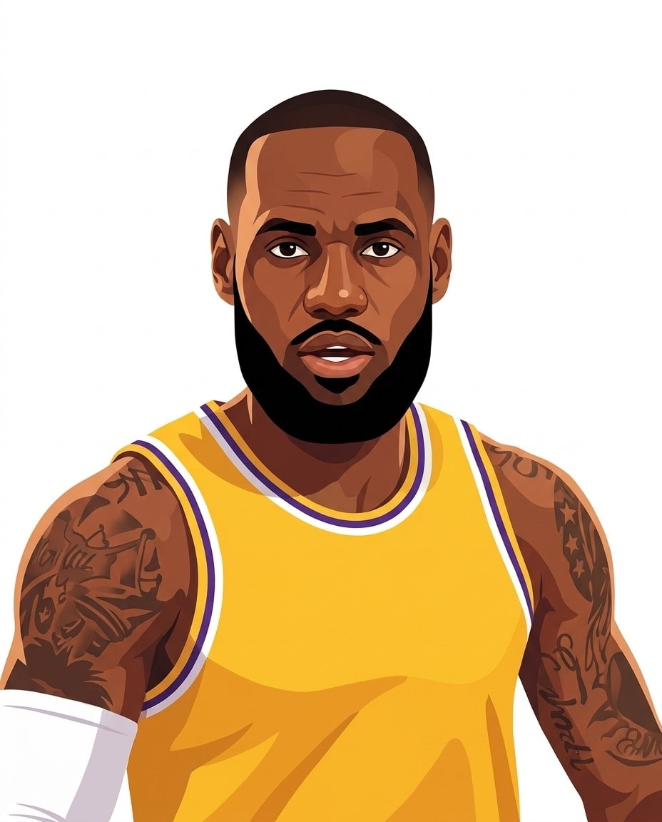 Illustrated portrait of LeBron James