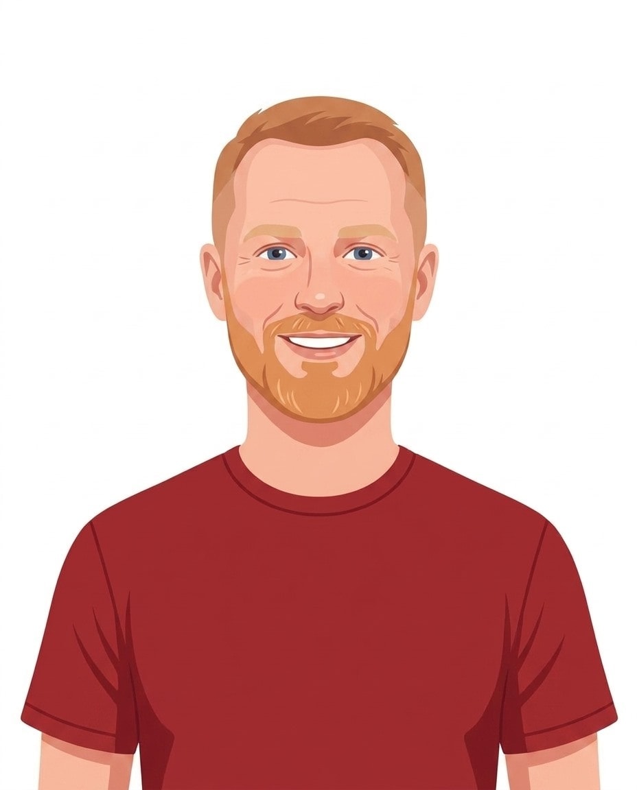 Illustrated portrait of Ray Maker