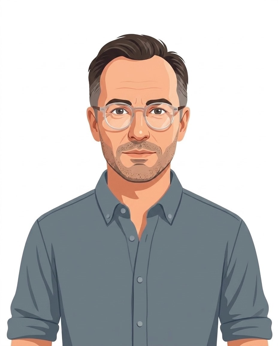 Illustrated portrait of Simon Sinek