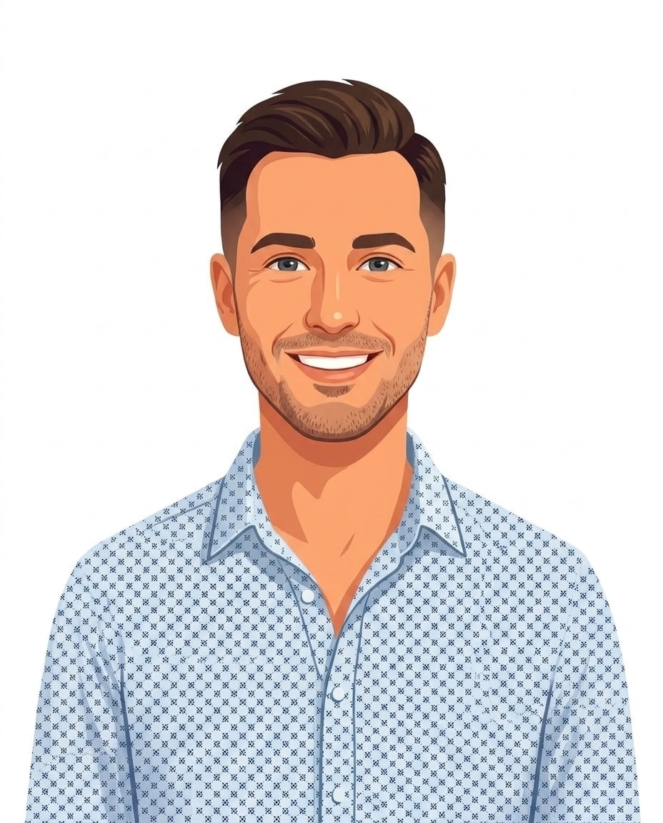 Illustrated portrait of Tiago Forte